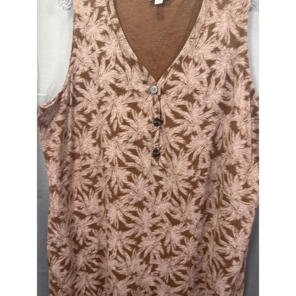 J Jill Dress Womens 3X Brown Pink Leaf Print Sleeveless V Neck Button Up Tunic - Picture 5 of 6